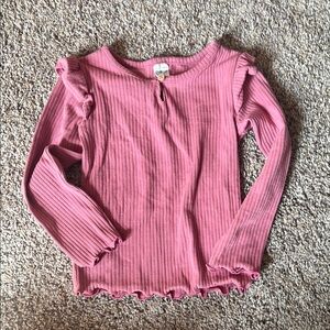 OshKosh B'gosh Ribbed Ruffle Long Sleeve Tee - Pink